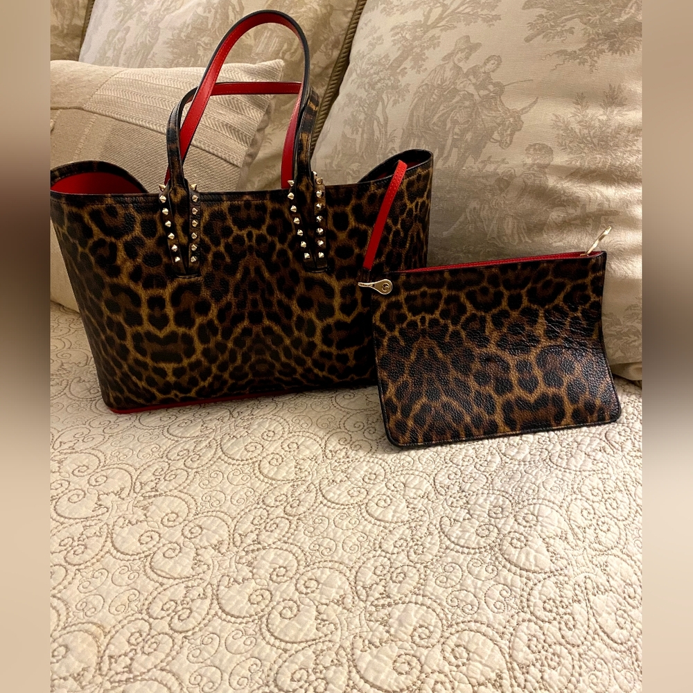 Christian Louboutin Cabata Small Leopard-Print Tote Bag With Pouch  Dustbag